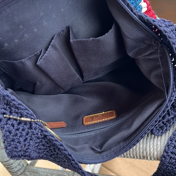 The Sak 4th of July Red White Blue Crochet Crossbody Purse Handbag Macrame - Picture 8 of 10